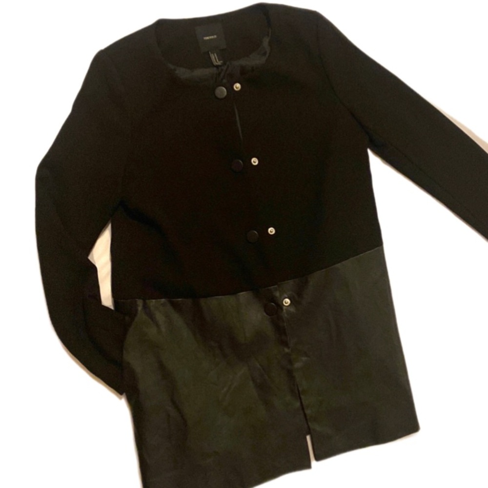 Forever 21 black with faux leather bottom jacket/blazer